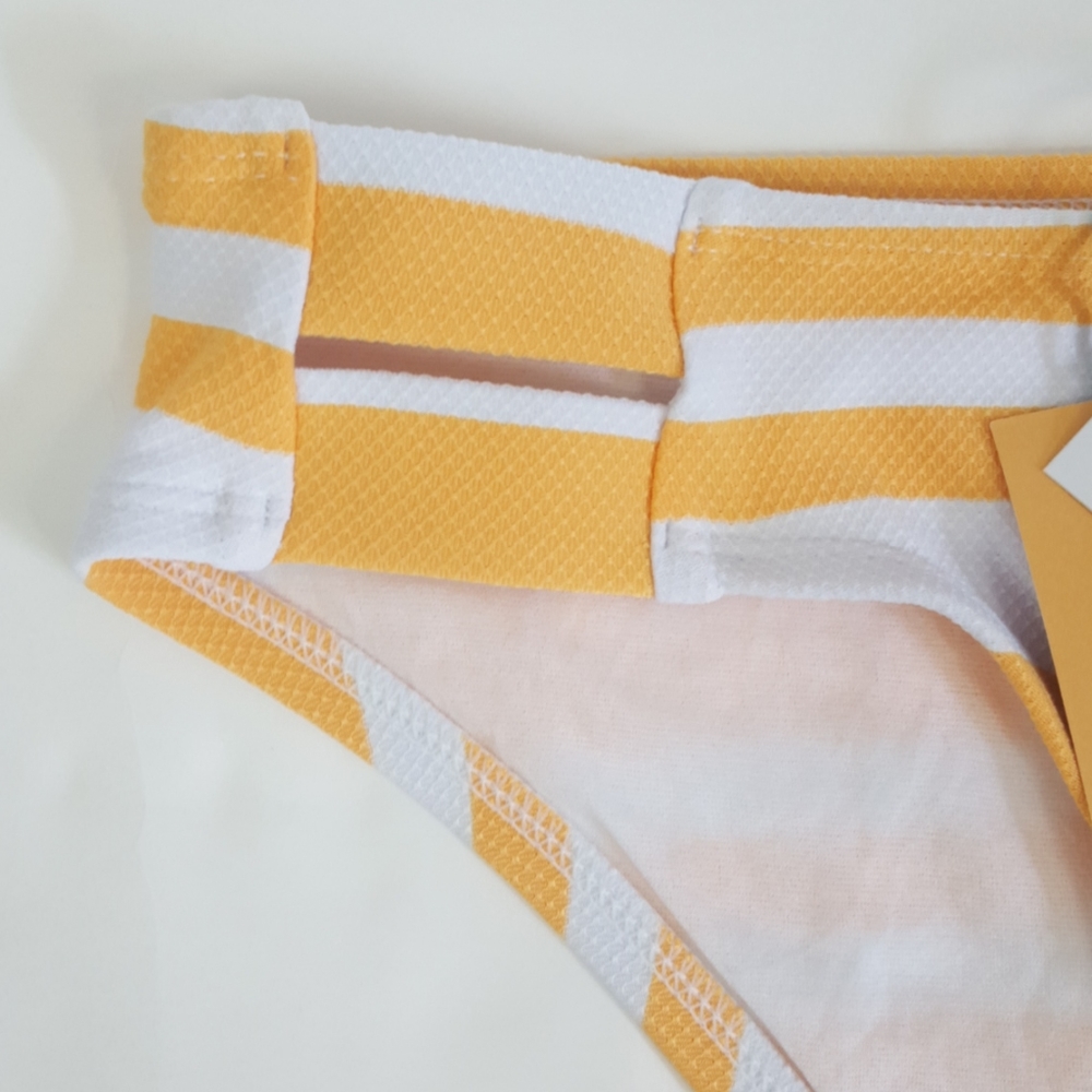 Kona Sol Yellow Striped Textured Bikini Set - Picture 12 of 15